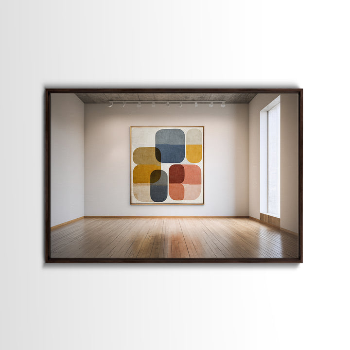 Mid Century Geometric Artwork Framed Canvas Print, Living Room Art, Living Room Wall Art, Living Room Decor, Abstract Art, LIR-3x2-36