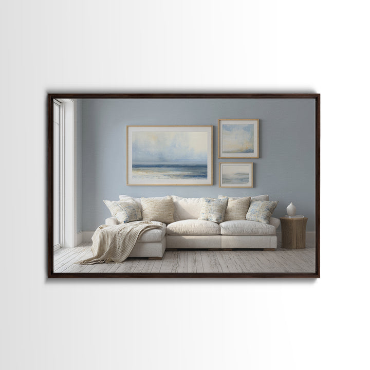 Coastal Aerial Shoreline Framed Canvas Print, Living Room Art, Contemporary Art, Living Room Decor, Fine Art, Living, LIR-3x2-39