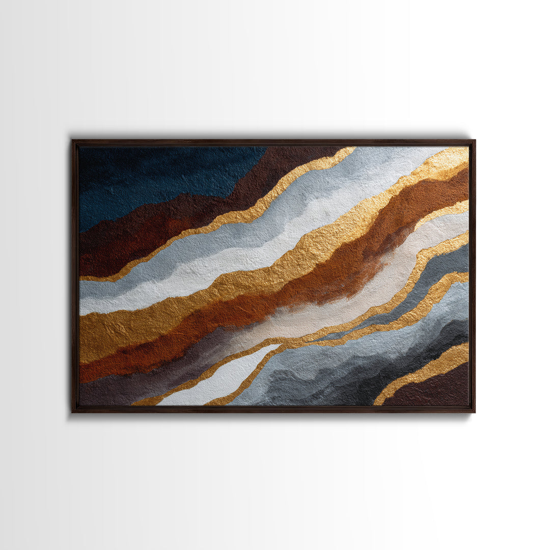 Gold Accented Abstract Brushwork Canvas Print, Living Room Art, Pet Portraits, Living Room Decor, Abstract Art, Living, LIR-3x2-42
