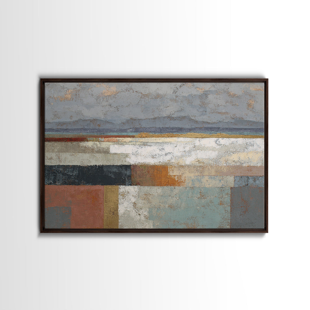 Mid Century Geometric Artwork Framed Canvas Print, Living Room Art, Textured Painting, Living Room Decor, Abstract Art, Living, LIR-3x2-60