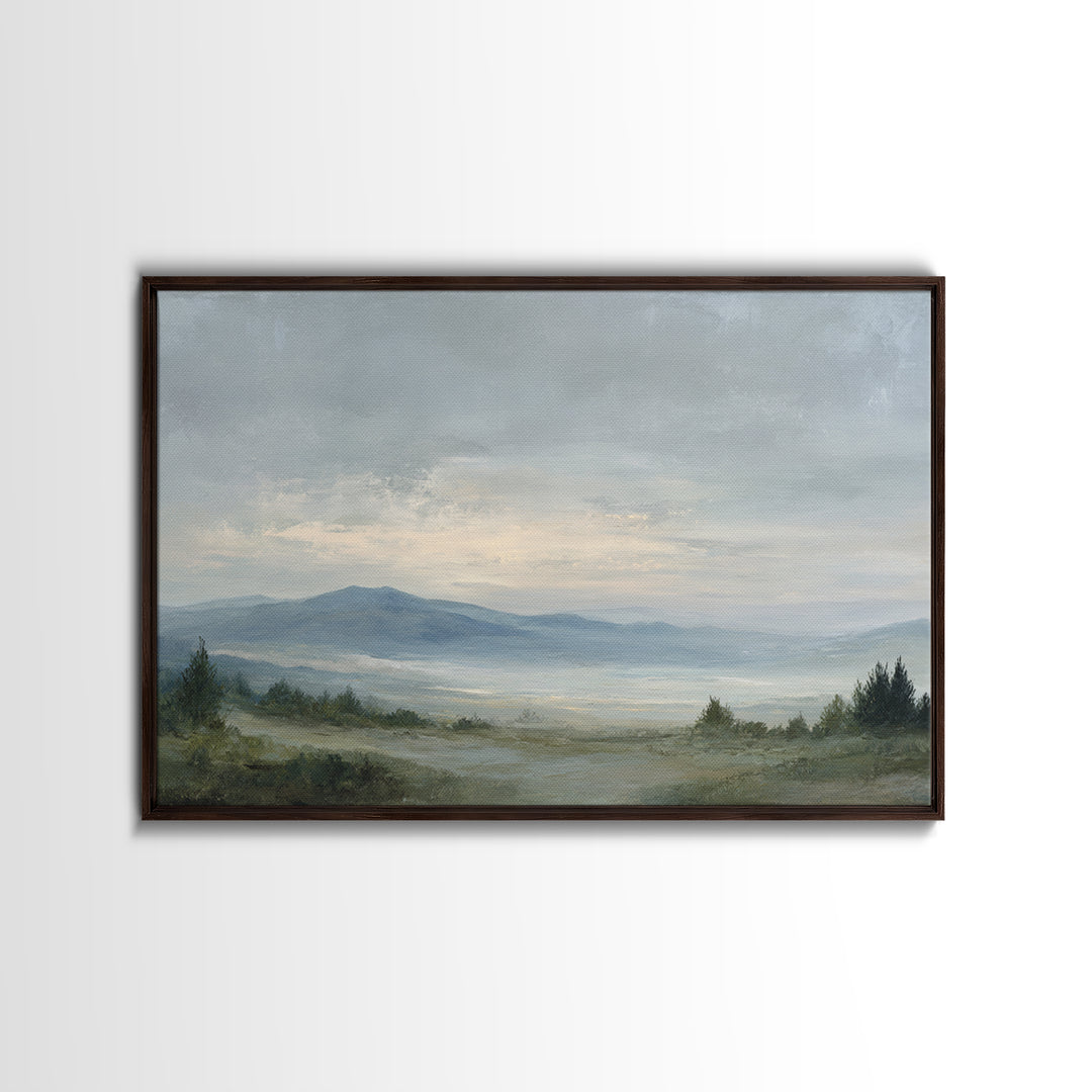 Modern Landscape with Expansive Calm Sky Framed Canvas Print, Living Room Art, Luxury Decor, Living Room Decor, Living, LIR-3x2-79