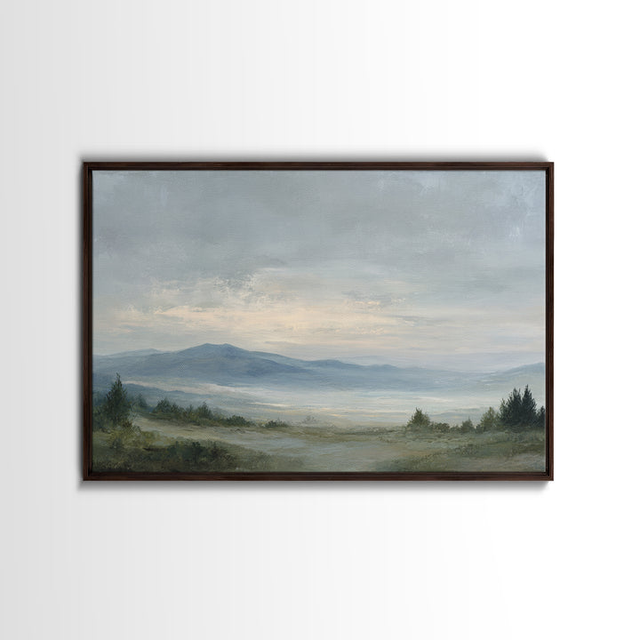 Modern Landscape with Expansive Calm Sky Framed Canvas Print, Living Room Art, Luxury Decor, Living Room Decor, Living, LIR-3x2-79