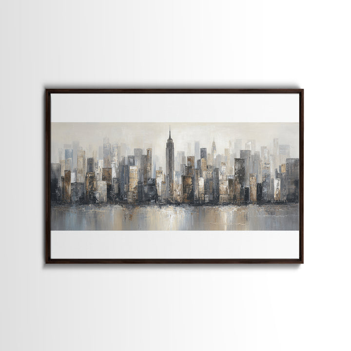 Modern City Skyline Canvas Print, Living Room Art, Modern Wall Art, Living Room Decor, Fine Art, Living, Textured Painting, LIR-3x2-98