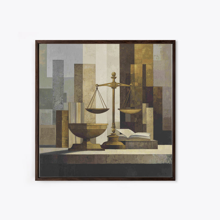 Classical Scales of Justice Framed Canvas Print, Law Office Art, Law, Office Decor, Counsel, Modern Decor, Fine Art Print, LOA-1x1-1