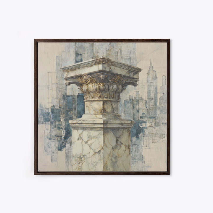 Marble Courthouse Column Study Without Building Scene Framed Canvas Print, Law Office Art, Office Art, Office Decor, Counsel, LOA-1x1-27