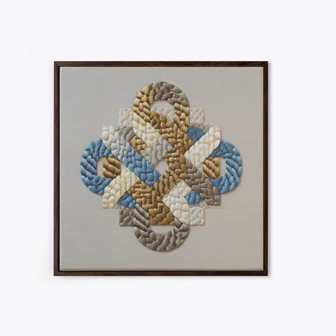 Gold Thread Knot Symbolizing Resolution Framed Canvas Print, Law Office Art, Therapy Office Decor, Office Decor, Abstract Art, LOA-1x1-42