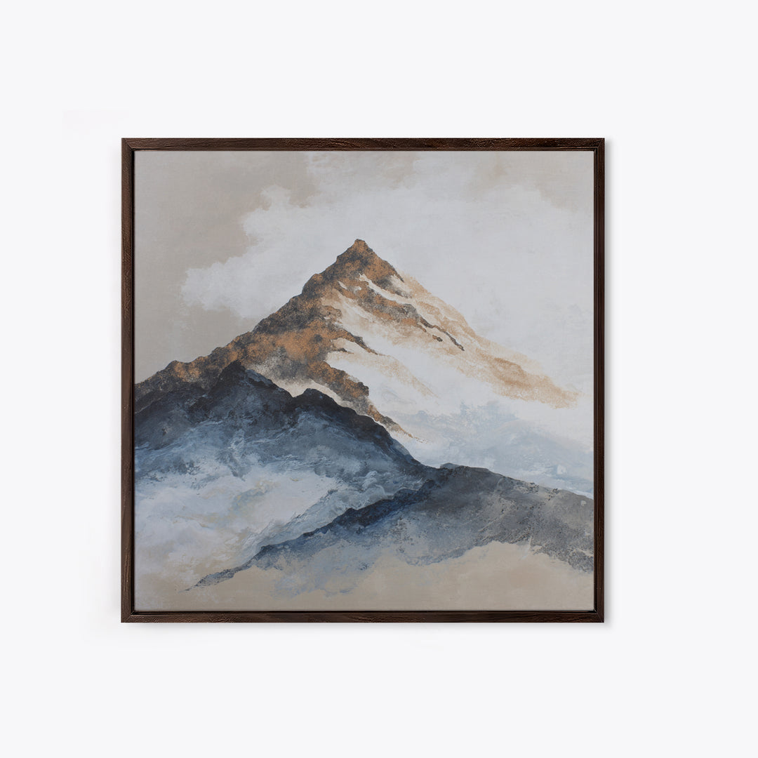 Ink Wash Mountain Symbolizing Stability Framed Canvas Print, Law Office Art, Poster Print, Office Decor, Watercolor Art, LOA-1x1-44