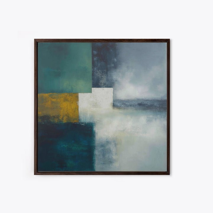Deep Green and Walnut Toned Abstract Framed Canvas Print, Law Office Art, Gallery Decor, Office Decor, Abstract Art, Counsel, LOA-1x1-93