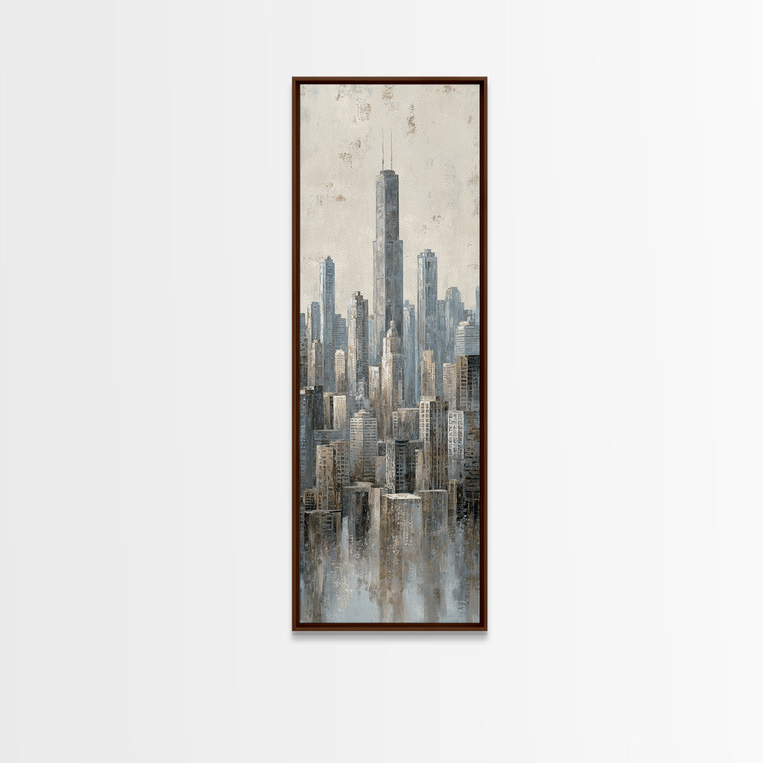 Quiet City Skyline Framed Canvas Print, Law Office Art, Home Decor, Office Decor, Fine Art, Counsel, Minimalist Decor, LOA-1x3-24