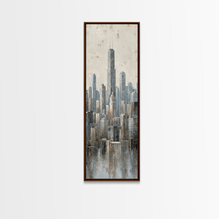 Quiet City Skyline Framed Canvas Print, Law Office Art, Home Decor, Office Decor, Fine Art, Counsel, Minimalist Decor, LOA-1x3-24