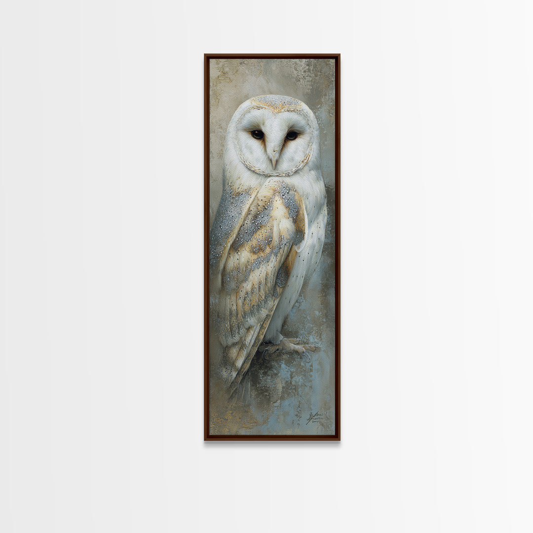 Owl Portrait Representing Wisdom Framed Canvas Print, Law Office Art, Teen Girl Room Decor, Office Decor, Fine Art, Counsel, LOA-1x3-29
