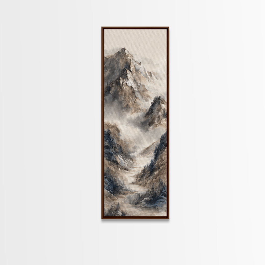Ink Wash Mountain Symbolizing Stability Canvas Print, Law Office Art, Neutral Decor, Office Decor, Fine Art, Counsel, LOA-1x3-32
