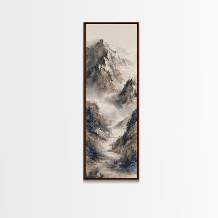 Ink Wash Mountain Symbolizing Stability Canvas Print, Law Office Art, Neutral Decor, Office Decor, Fine Art, Counsel, LOA-1x3-32