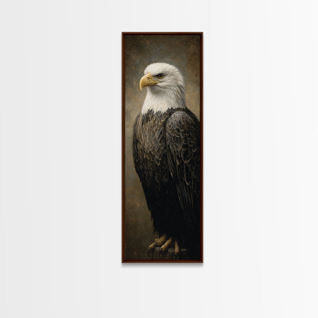 Eagle Portrait with Solemn Presence Canvas Print, Law Office Art, Butterfly Art, Office Decor, Counsel, Fine Art Print, LOA-1x3-42
