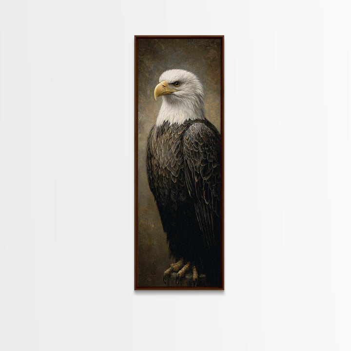 Eagle Portrait with Solemn Presence Canvas Print, Law Office Art, Butterfly Art, Office Decor, Counsel, Fine Art Print, LOA-1x3-42