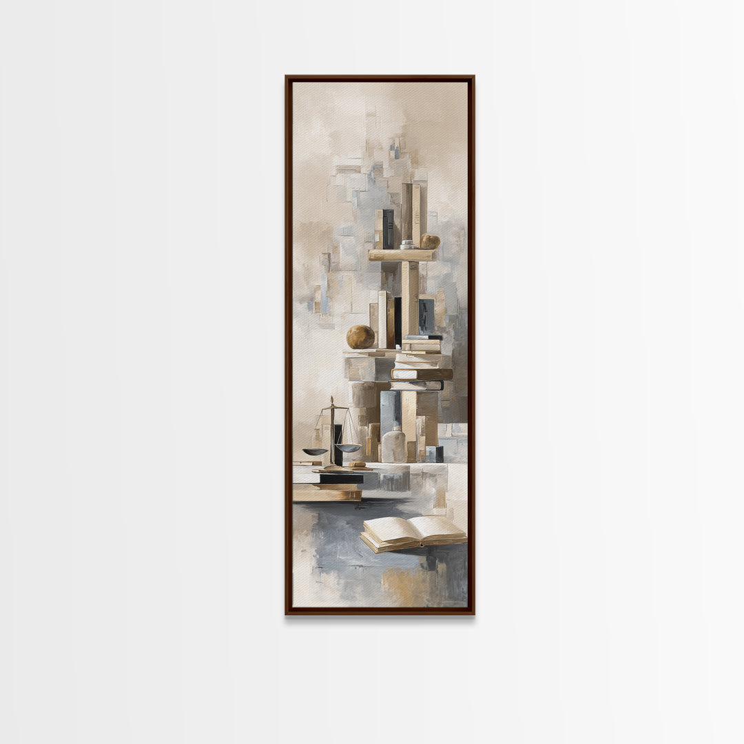 Dark Academia Desk Still Life Without Readable Canvas Print, Law Office Art, Law School Gifts, Office Decor, Counsel, LOA-1x3-45