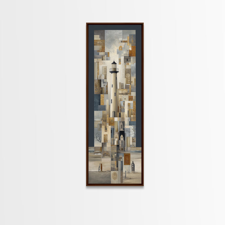 Stormy Landscape with Lighthouse as Guidance Metaphor Framed Canvas Print, Law Office Art, Canvas Print, Office Decor, Counsel, LOA-1x3-71