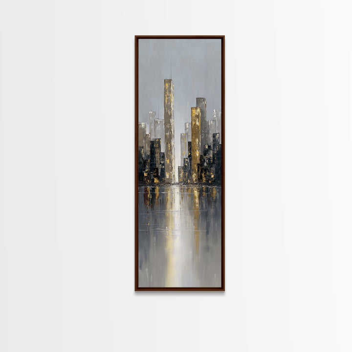Quiet City Skyline Canvas Print, Law Office Art, Decor, Office Decor, Abstract Art, Counsel, Bookish Wall Art, LOA-1x3-72