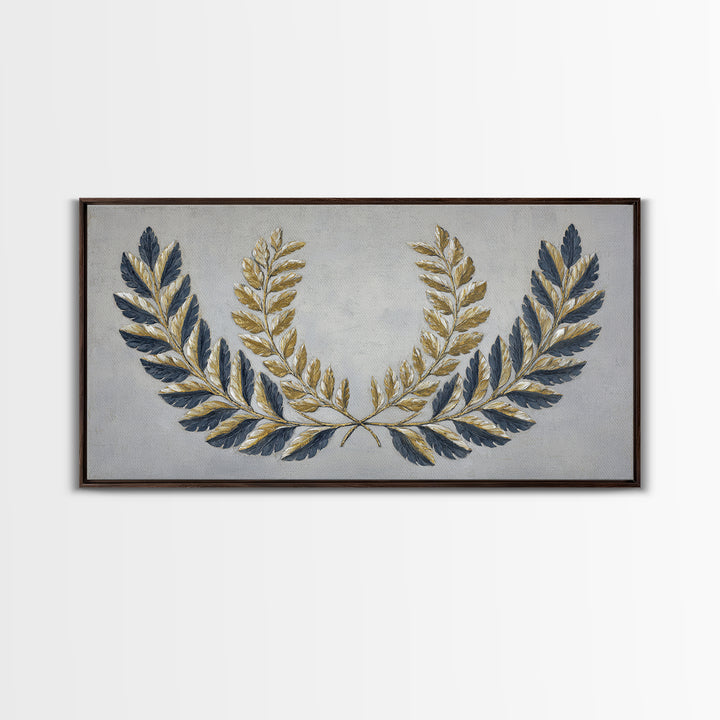 Roman Laurel Wreath Framed Canvas Print, Law Office Art, Lawyer, Office Decor, Fine Art, Counsel, Neutral Decor, Modern Decor, LOA-2x1-100