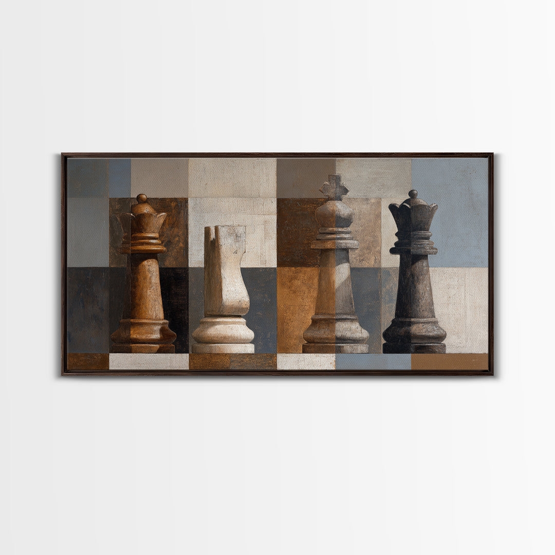 Single Chess King Framed Canvas Print, Law Office Art, Home Decor, Office Decor, Fine Art, Counsel, Minimalist Decor, LOA-2x1-42
