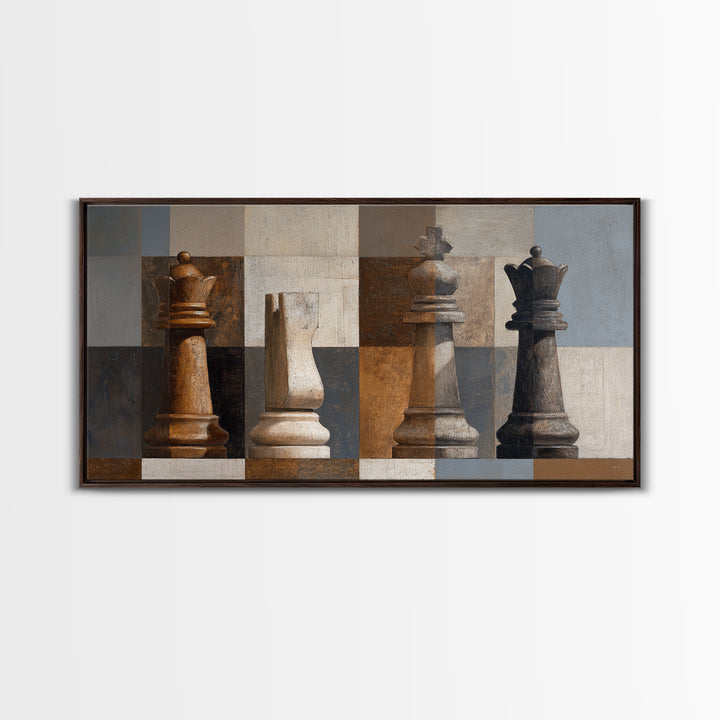 Single Chess King Framed Canvas Print, Law Office Art, Home Decor, Office Decor, Fine Art, Counsel, Minimalist Decor, LOA-2x1-42