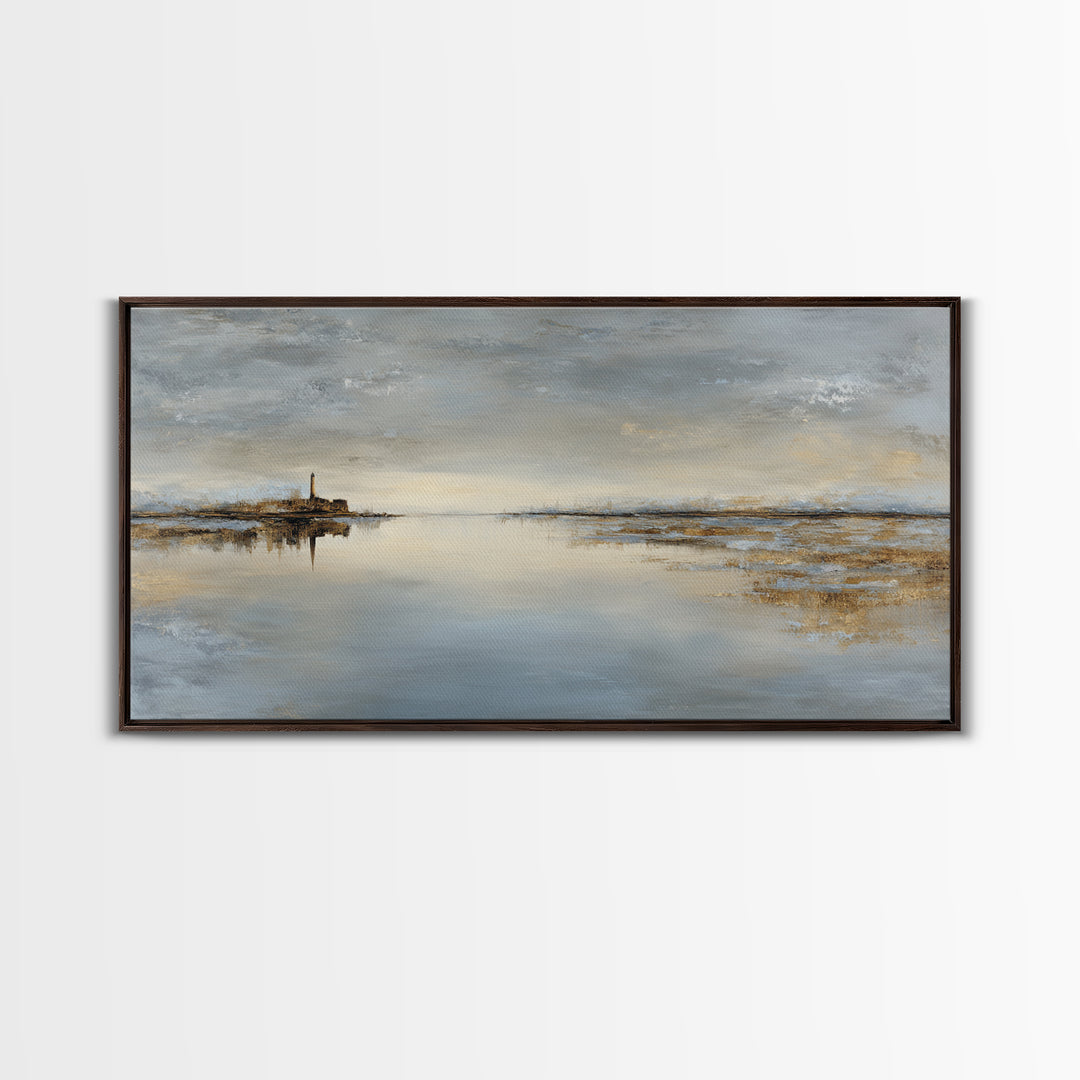 Stormy Landscape with Lighthouse as Guidance Metaphor Framed Canvas Print, Law Office Art, Poster Print, Office Decor, Counsel, LOA-2x1-55