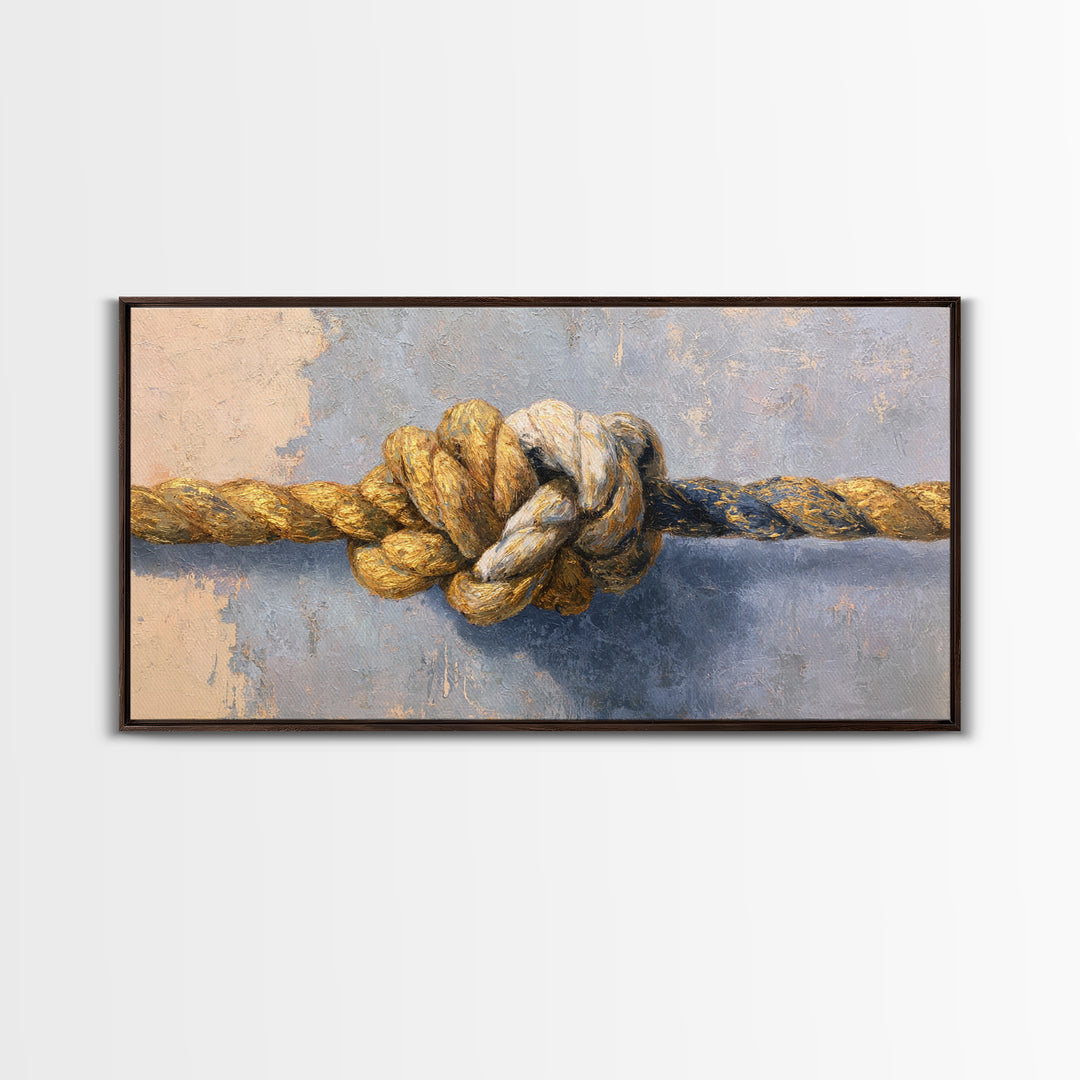 Gold Thread Knot Symbolizing Resolution Canvas Print, Law Office Art, Statement Artwork, Office Decor, Oil Painting, Counsel, LOA-2x1-62
