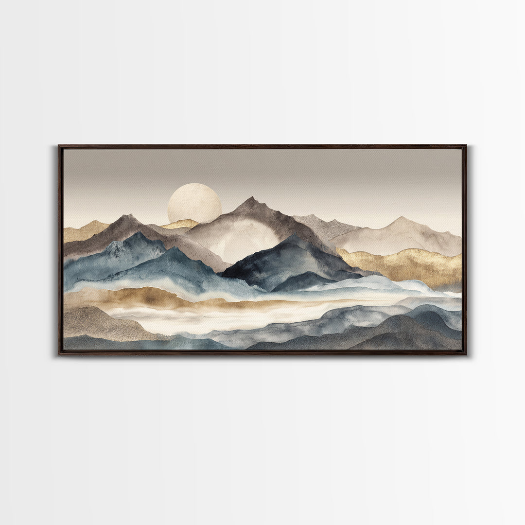 Ink Wash Mountain Symbolizing Stability Canvas Print, Law Office Art, Office Decor, Oil Painting, Counsel, Therapy Office Decor, LOA-2x1-64
