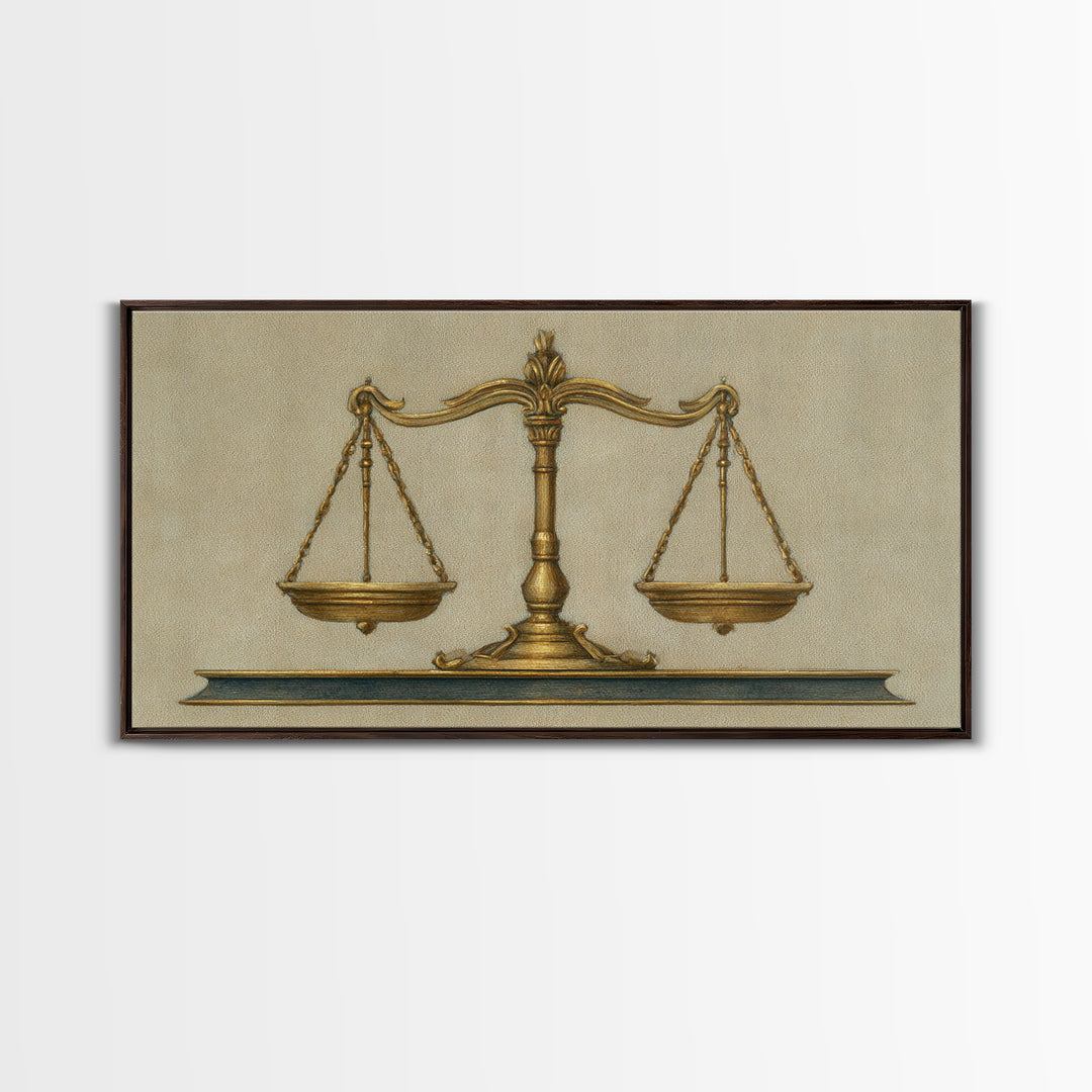 Classical Scales of Justice Canvas Print, Law Office Art, Printable, Office Decor, Fine Art, Counsel, Modern Wall Decor, LOA-2x1-69