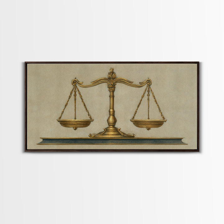 Classical Scales of Justice Canvas Print, Law Office Art, Printable, Office Decor, Fine Art, Counsel, Modern Wall Decor, LOA-2x1-69