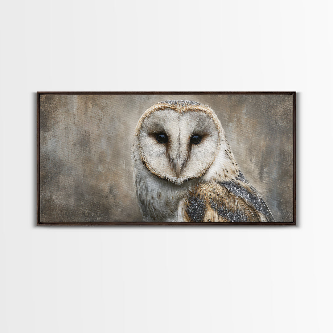 Owl Portrait Representing Wisdom Framed Canvas Print, Law Office Art, Decor, Office Decor, Fine Art, Counsel, Bookish Wall Art, LOA-2x1-85
