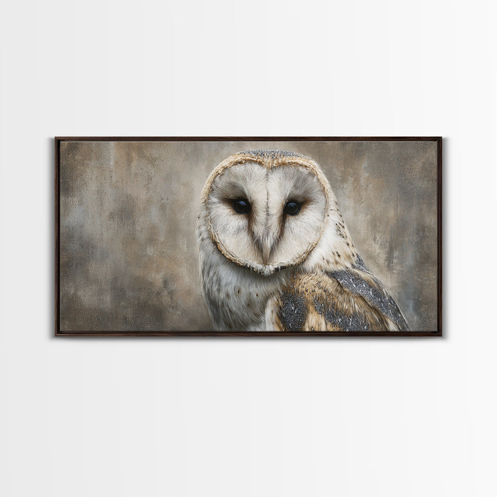 Owl Portrait Representing Wisdom Framed Canvas Print, Law Office Art, Decor, Office Decor, Fine Art, Counsel, Bookish Wall Art, LOA-2x1-85