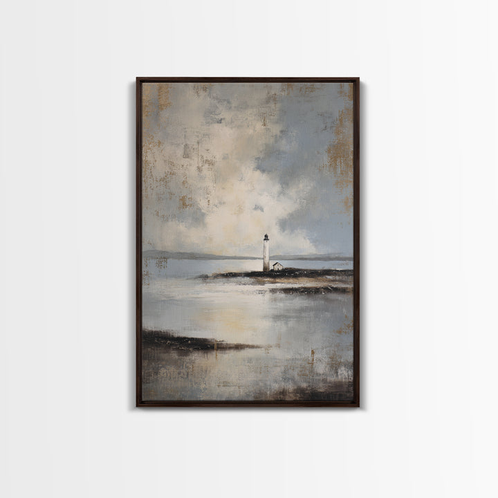 Stormy Landscape with Lighthouse as Guidance Metaphor Canvas Print, Law Office Art, Neutral Decor, Office Decor, Counsel, LOA-2x3-43