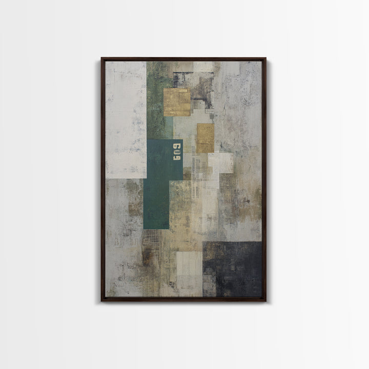 Deep Green and Walnut Toned Abstract Framed Canvas Print, Law Office Art, Contemporary Art, Office Decor, Abstract Art, Counsel, LOA-2x3-53