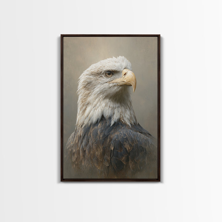 Eagle Portrait with Solemn Presence Canvas Print, Law Office Art, Wall Art, Office Decor, Fine Art, Counsel, Office Wall Decor, LOA-2x3-62