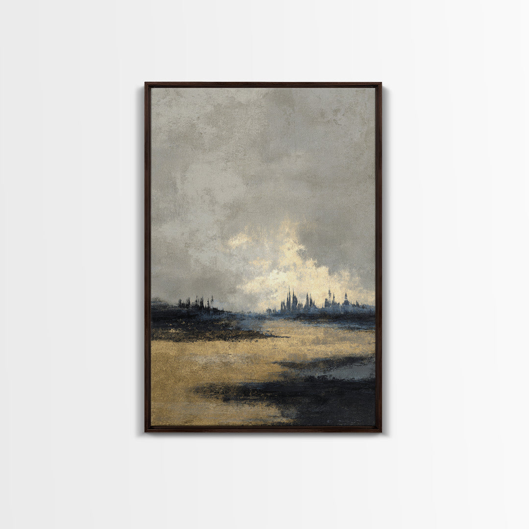 Quiet City Skyline Framed Canvas Print, Law Office Art, Minimalist Decor, Office Decor, Fine Art, Counsel, Poster Print, LOA-2x3-68