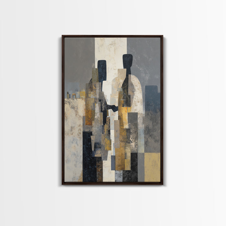 Diplomatic Handshake Silhouette Framed Canvas Print, Law Office Art, Room Decor, Office Decor, Abstract Art, Counsel, LOA-2x3-75