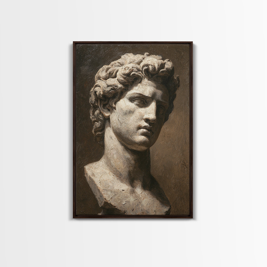 Classical Statue Bust Framed Canvas Print, Law Office Art, Metal Wall Decor, Office Decor, Oil Painting, Counsel, LOA-2x3-8