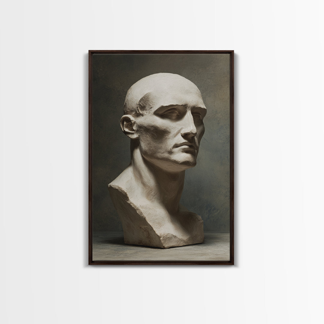 Classical Statue Bust Framed Canvas Print, Law Office Art, Fine Art Print, Office Decor, Watercolor Art, Counsel, Painting, LOA-2x3-80