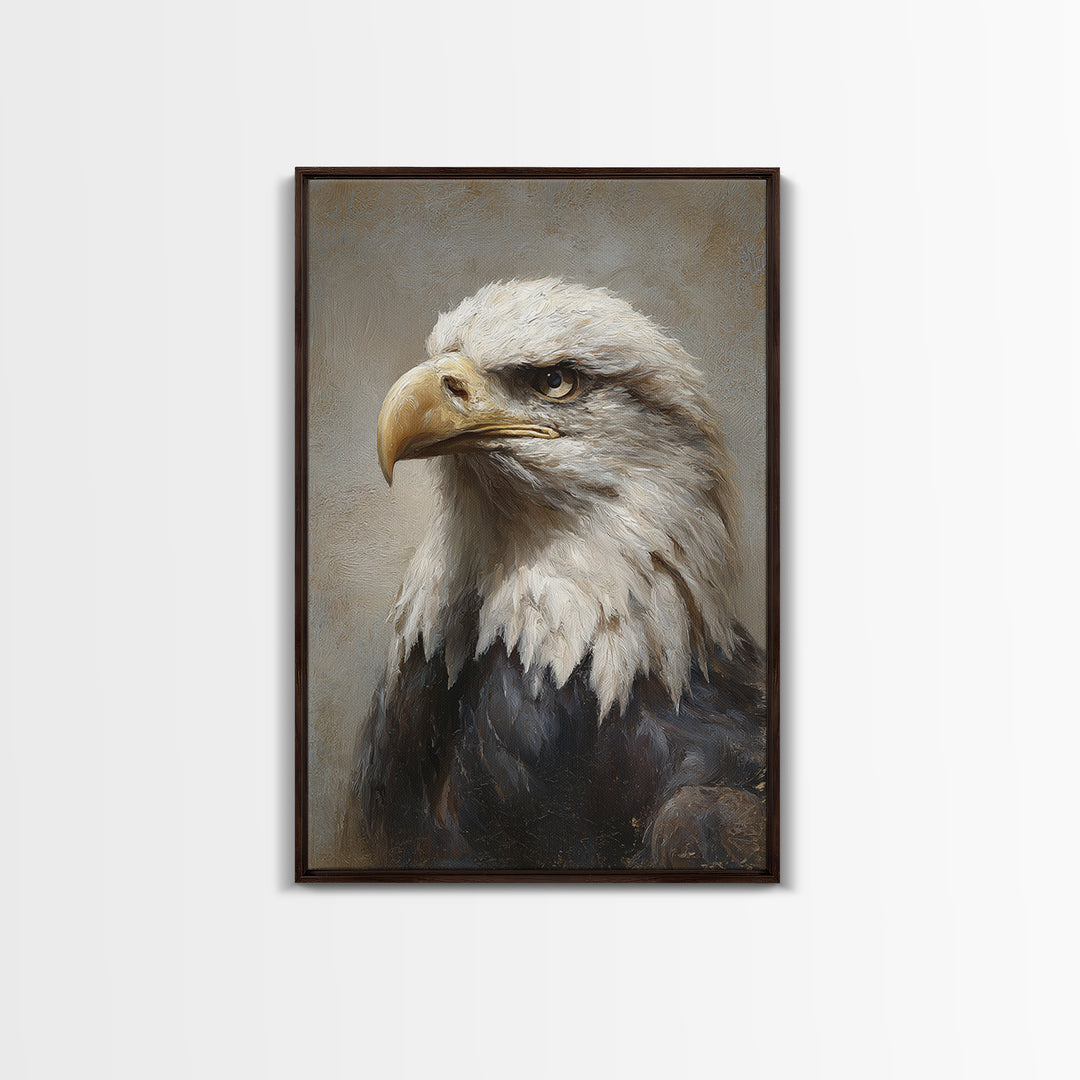 Eagle Portrait with Solemn Presence Canvas Print, Law Office Art, Wall Art, Office Decor, Fine Art, Counsel, Office Wall Decor, LOA-2x3-86