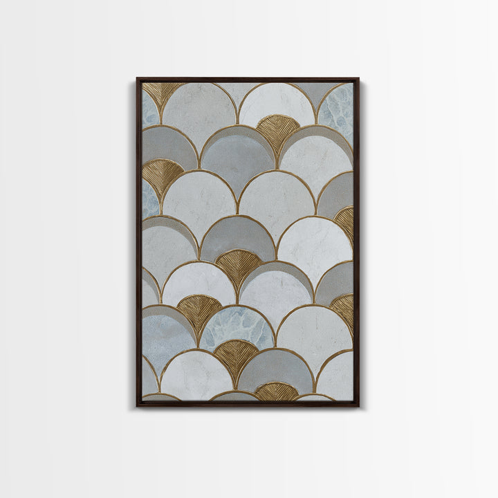 Minimal Line Drawing of Scales and Laurel Framed Canvas Print, Law Office Art, Wall Decor, Office Decor, Fine Art, Counsel, LOA-2x3-90