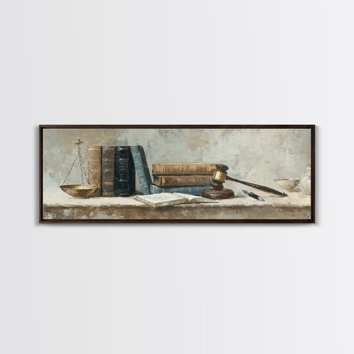 Dignified Law Books and Fountain Pen Still Canvas Print, Law Office Art, Canvas Print, Office Decor, Fine Art, Counsel, LOA-3x1-42