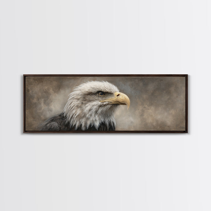 Eagle Portrait with Solemn Presence Canvas Print, Law Office Art, Poster Print, Office Decor, Fine Art, Counsel, Lawyer Gift, LOA-3x1-46