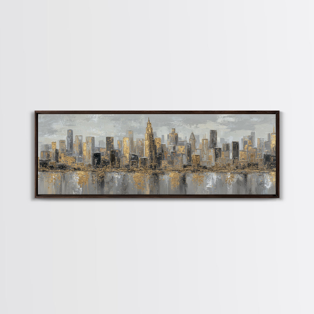 Quiet City Skyline Framed Canvas Print, Law Office Art, Luxury Decor, Office Decor, Fine Art, Counsel, Printable Art, LOA-3x1-52