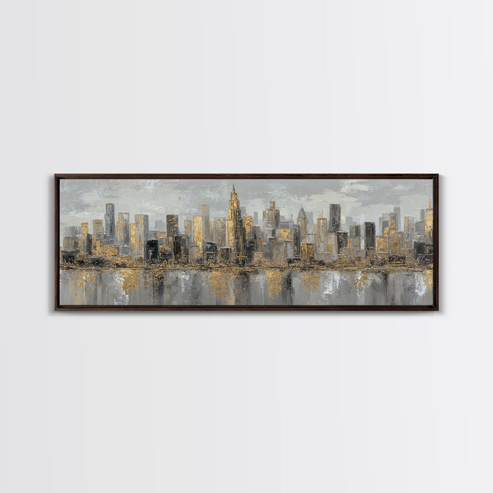 Quiet City Skyline Framed Canvas Print, Law Office Art, Luxury Decor, Office Decor, Fine Art, Counsel, Printable Art, LOA-3x1-52