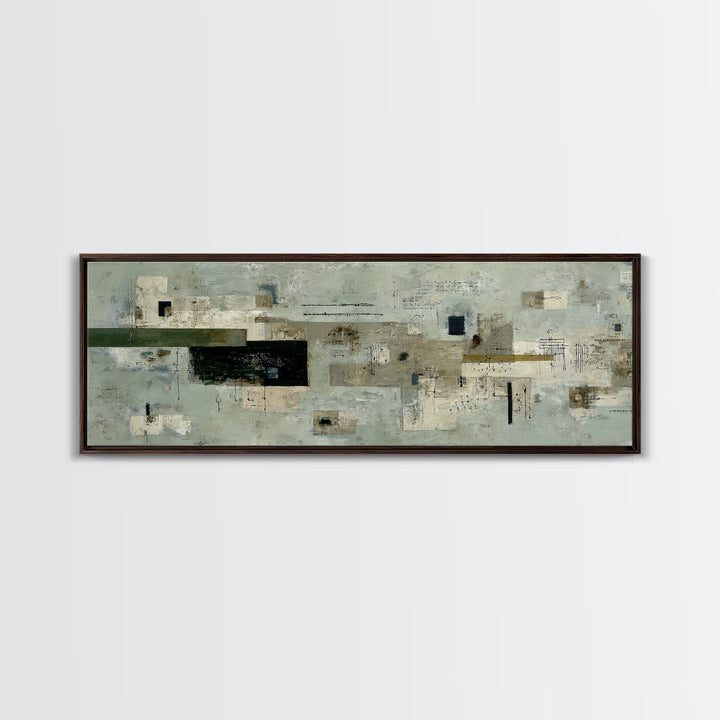 Deep Green and Walnut Toned Abstract Canvas Print, Law Office Art, Bookish Wall Art, Office Decor, Abstract Art, Counsel, LOA-3x1-61
