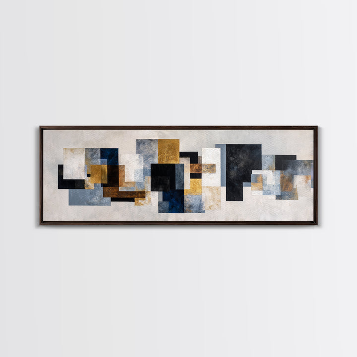 Abstract Navy and Gold Composition for Authority Canvas Print, Law Office Art, Decor, Office Decor, Fine Art, Counsel, LOA-3x1-92