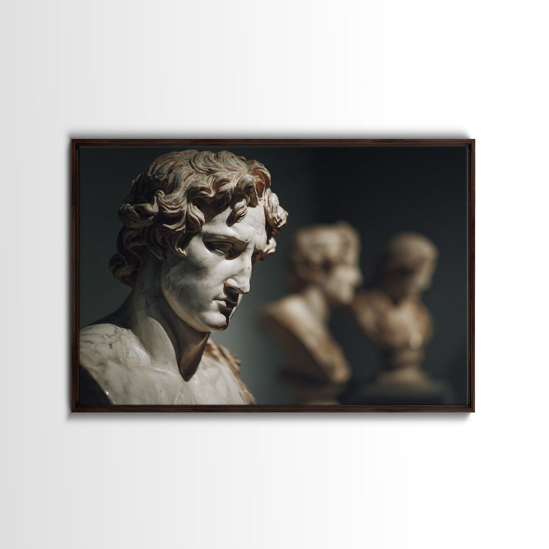 Classical Statue Bust Framed Canvas Print, Law Office Art, Home Office Decor, Office Decor, Oil Painting, Counsel, Boho Decor, LOA-3x2-100