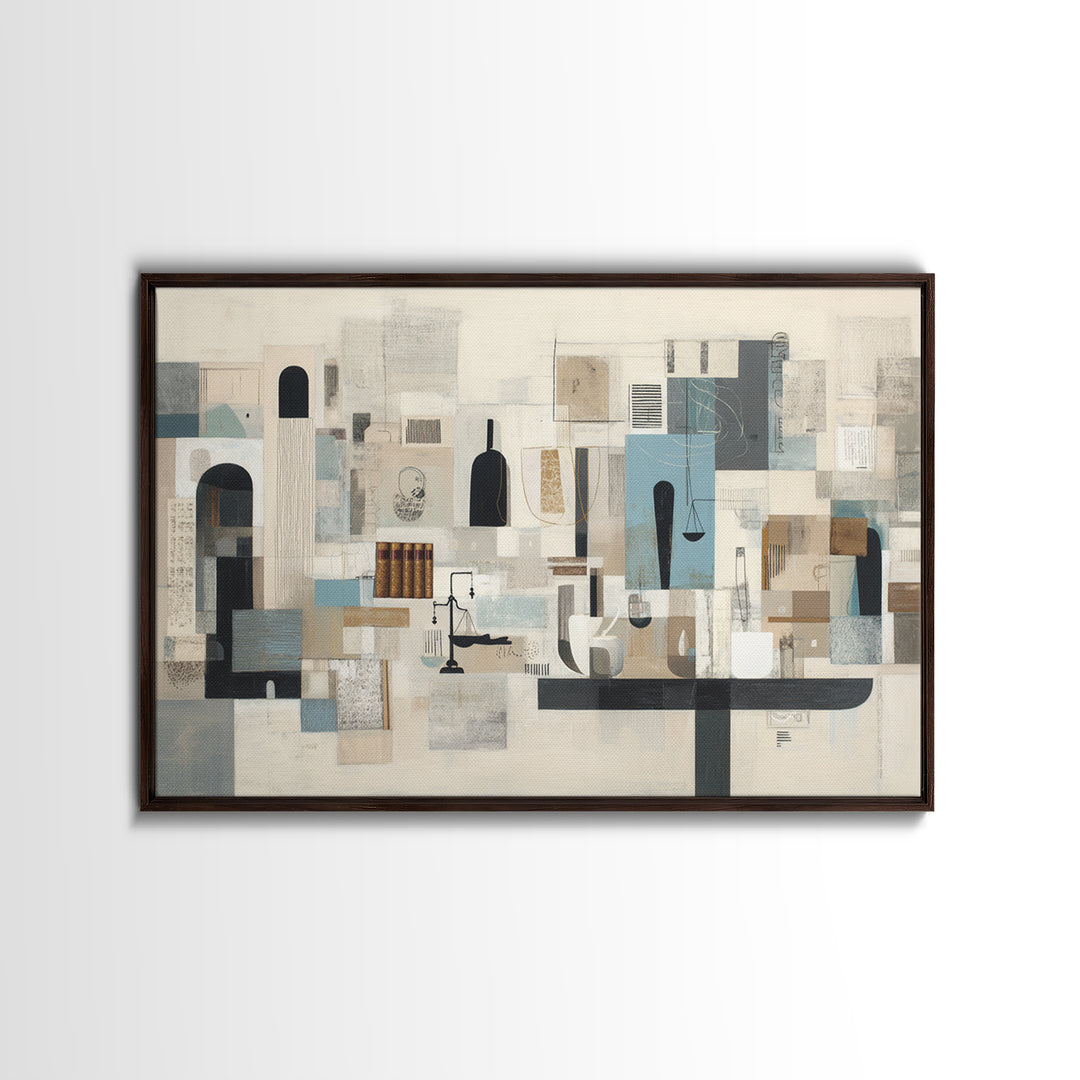 Diplomatic Handshake Silhouette Framed Canvas Print, Law Office Art, Office Decor, Fine Art, Counsel, Therapy Office Decor, LOA-3x2-23