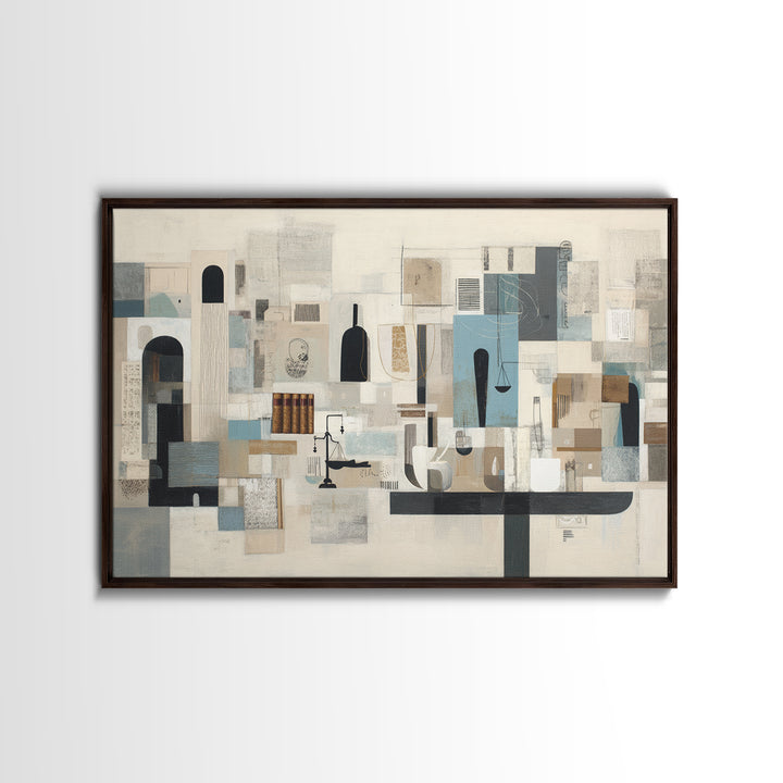 Diplomatic Handshake Silhouette Framed Canvas Print, Law Office Art, Office Decor, Fine Art, Counsel, Therapy Office Decor, LOA-3x2-23